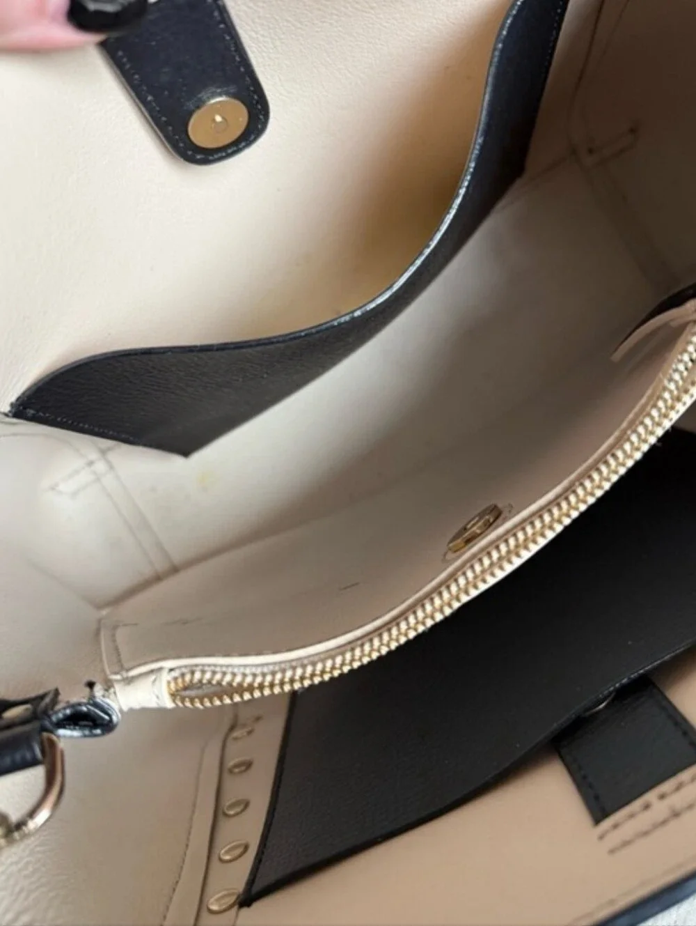 kate spade Black Leather Studded Satchel with Gold Hardware